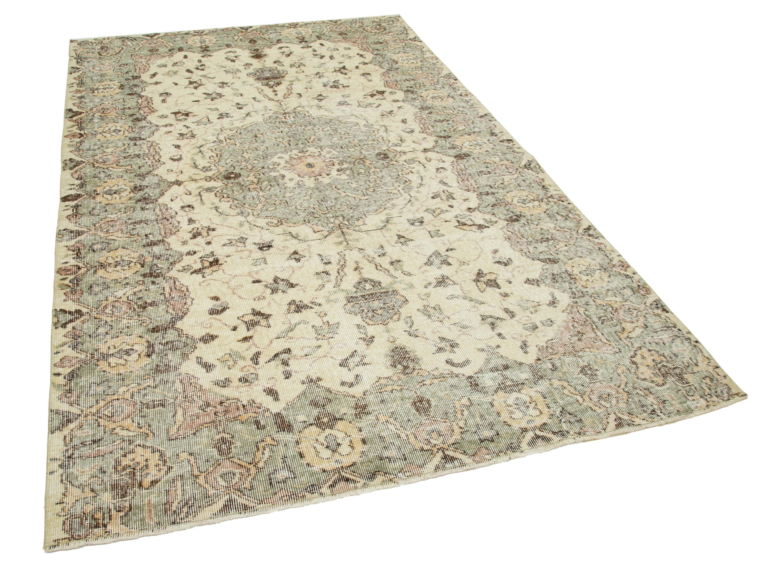 5x9 Beige Turkish Vintage Area Rug - 29792