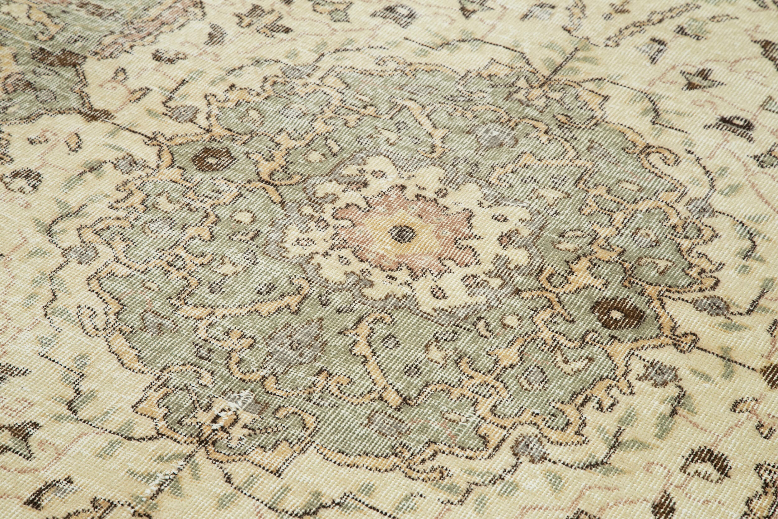 5x9 Beige Turkish Vintage Area Rug - 29792