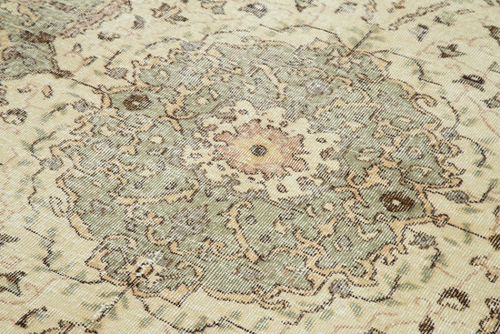 5x9 Beige Turkish Vintage Area Rug - 29792