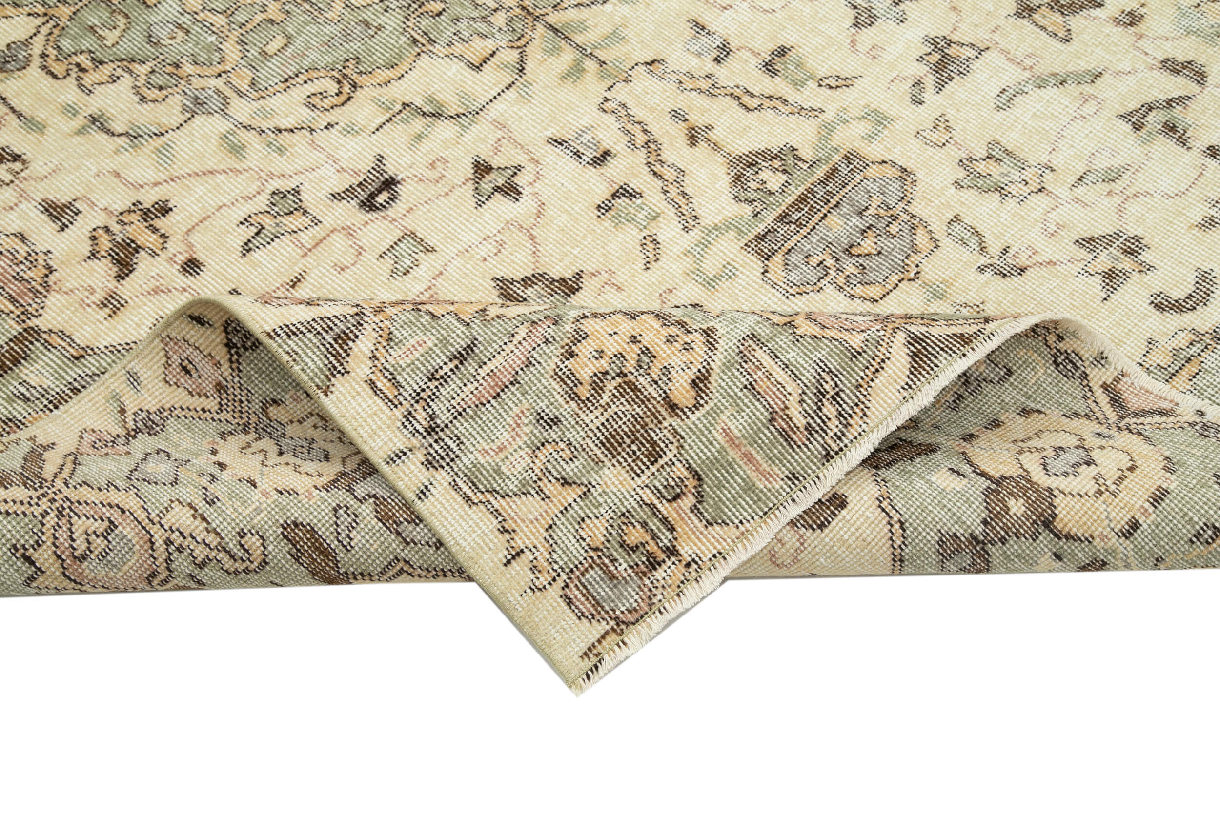 5x9 Beige Turkish Vintage Area Rug - 29792