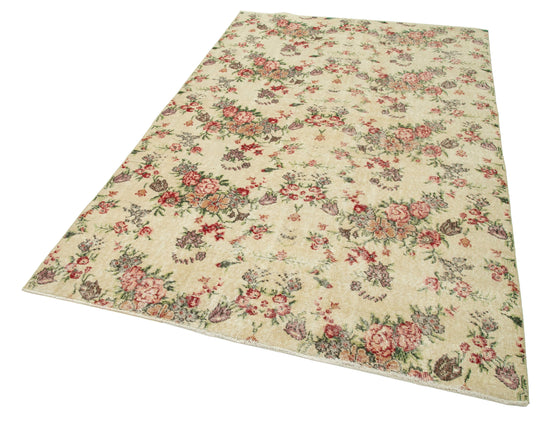 5x8 Beige Turkish Vintage Area Rug - 29795