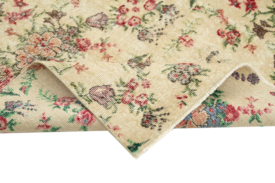 5x8 Beige Turkish Vintage Area Rug - 29795