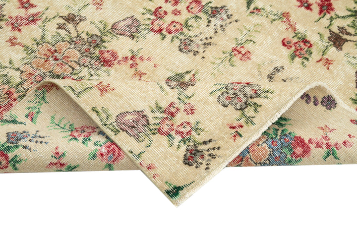 5x8 Beige Turkish Vintage Area Rug - 29795