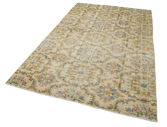 5x9 Beige Turkish Vintage Area Rug - 29797