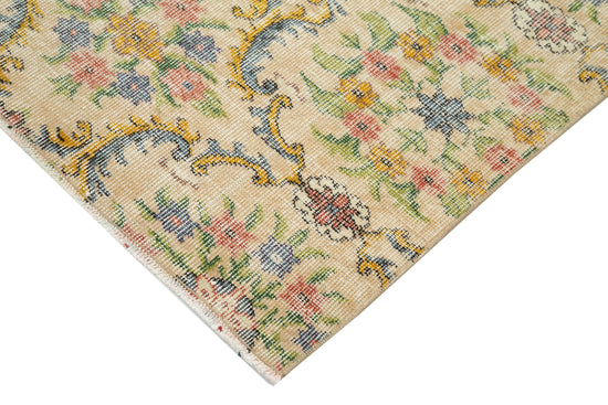 5x9 Beige Turkish Vintage Area Rug - 29797