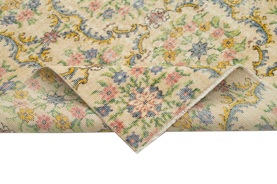 5x9 Beige Turkish Vintage Area Rug - 29797