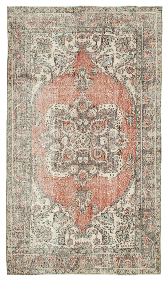 6x10 Beige Turkish Vintage Area Rug - 29803