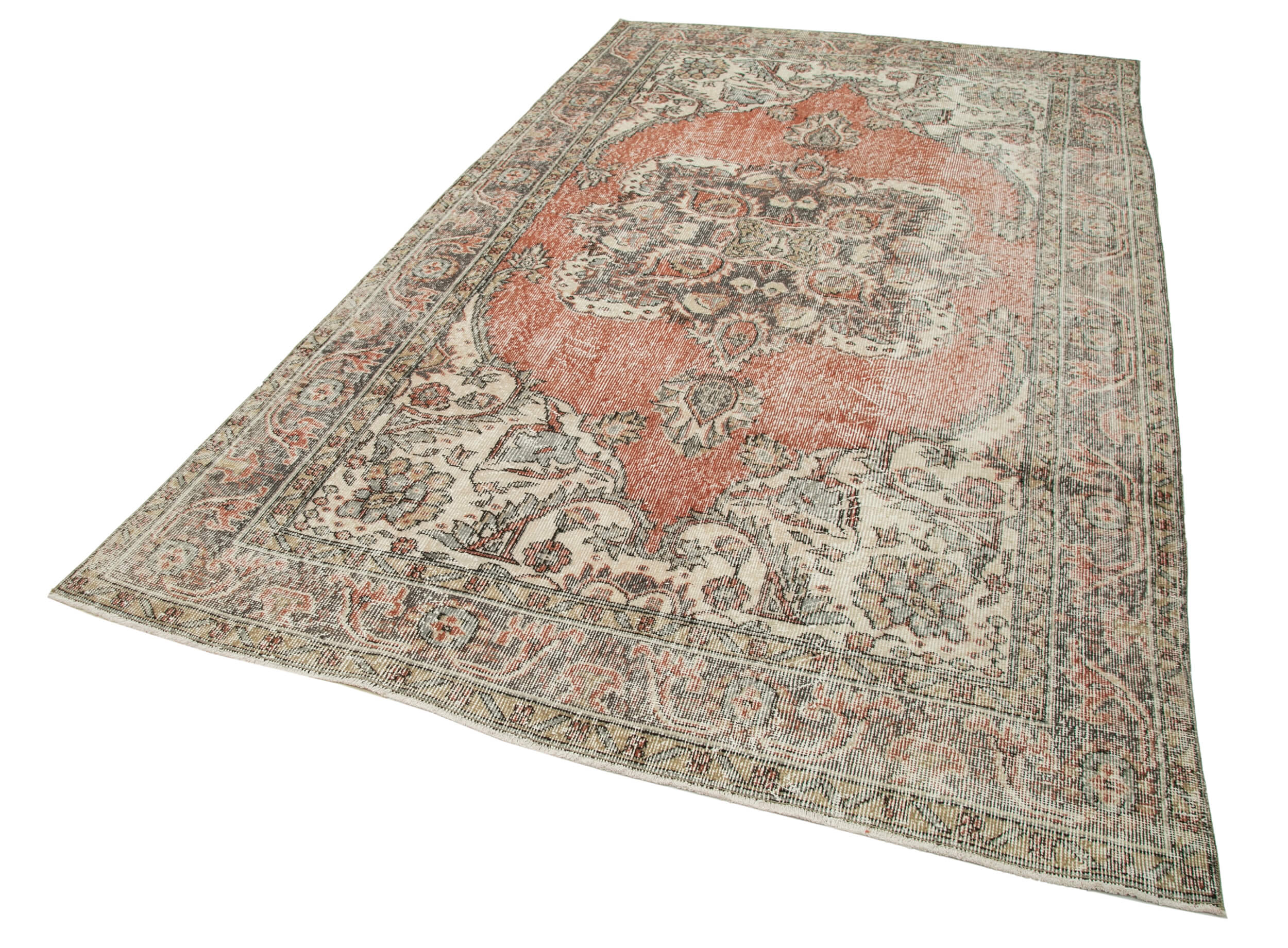 6x10 Beige Turkish Vintage Area Rug - 29803