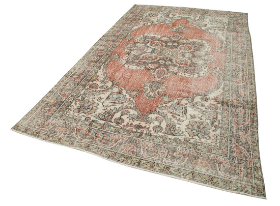 6x10 Beige Turkish Vintage Area Rug - 29803
