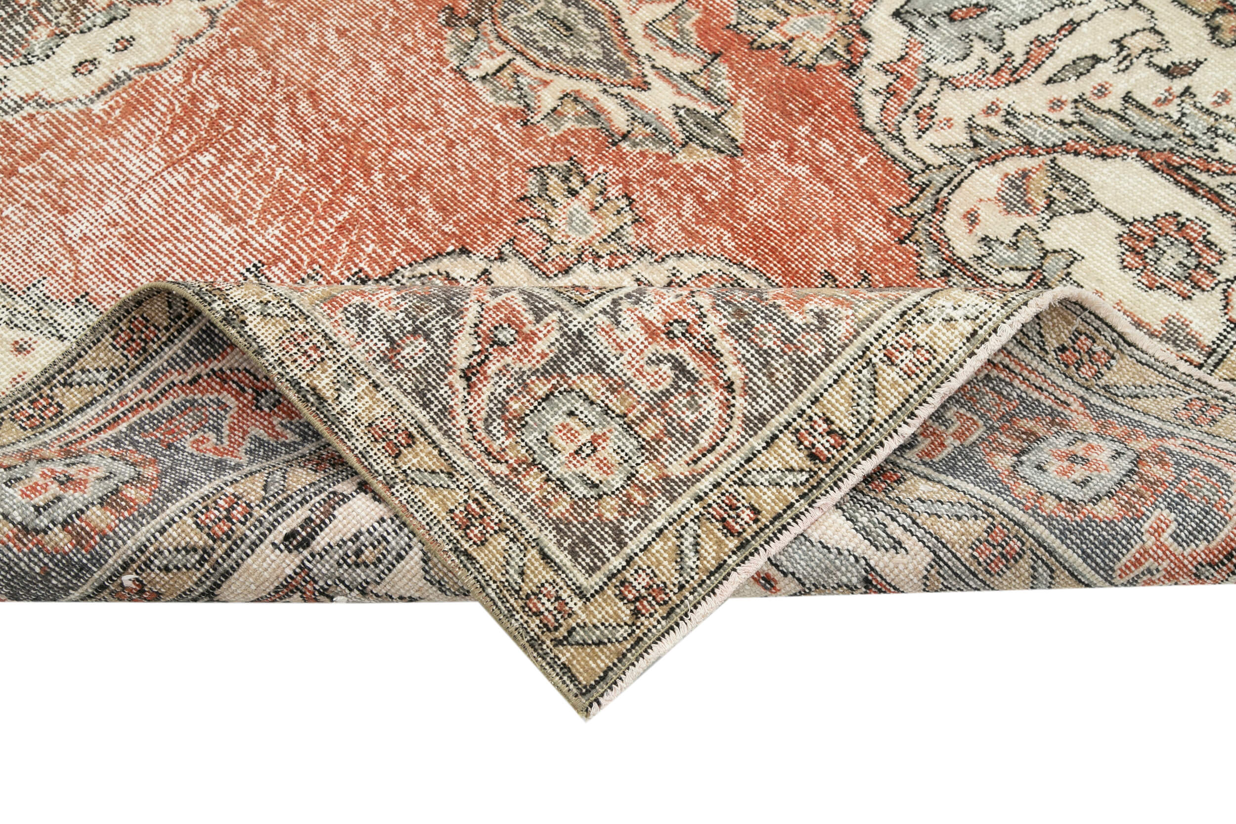 6x10 Beige Turkish Vintage Area Rug - 29803