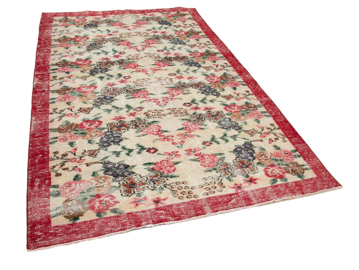 5x9 Beige Turkish Vintage Area Rug - 29813