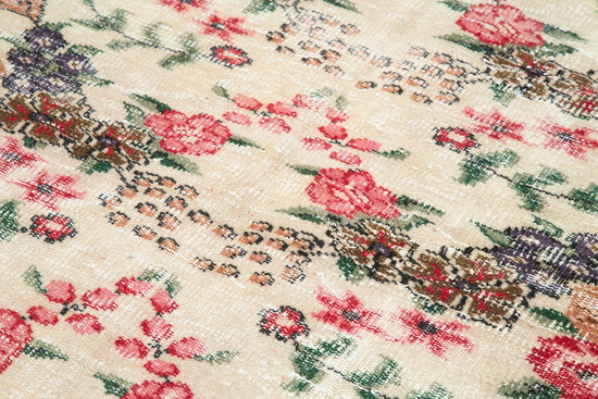 5x9 Beige Turkish Vintage Area Rug - 29813