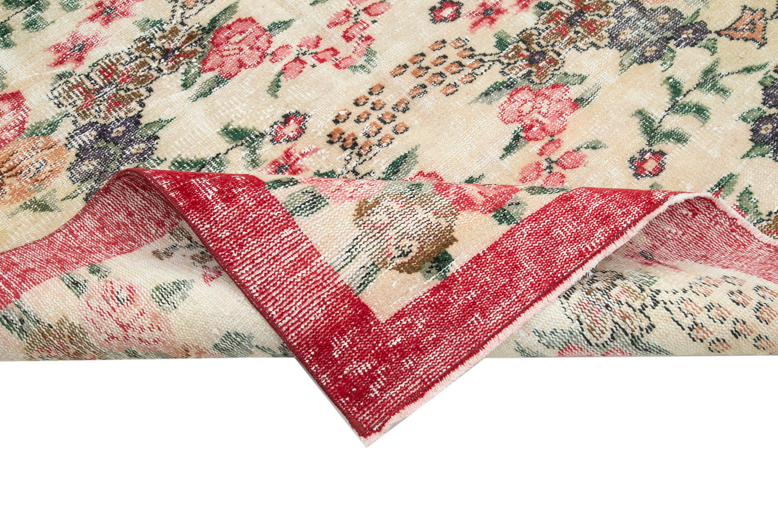 5x9 Beige Turkish Vintage Area Rug - 29813
