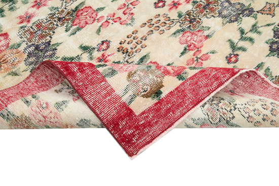 5x9 Beige Turkish Vintage Area Rug - 29813