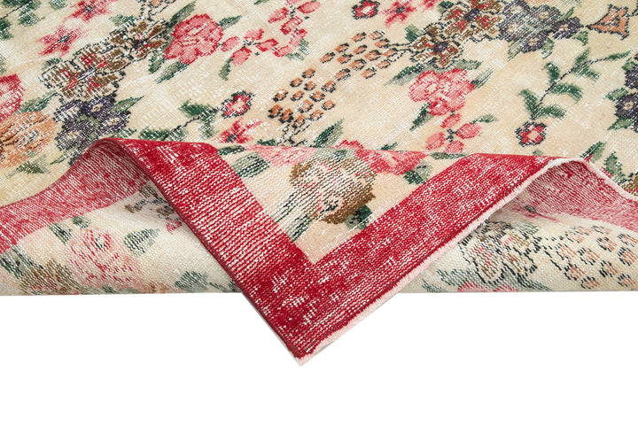 5x9 Beige Turkish Vintage Area Rug - 29813