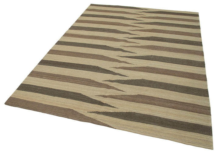 6x8 Beige Contemporary Kilim Rug - 30105