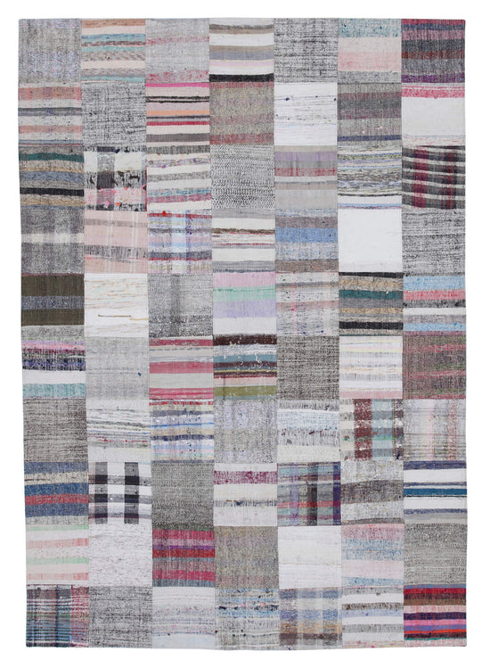 7x10 Multicolor Kilim Patchwork Rug - 30225