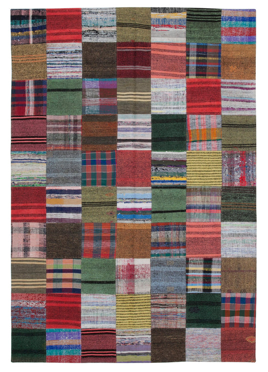 7x10 Multicolor Kilim Patchwork Rug - 30247