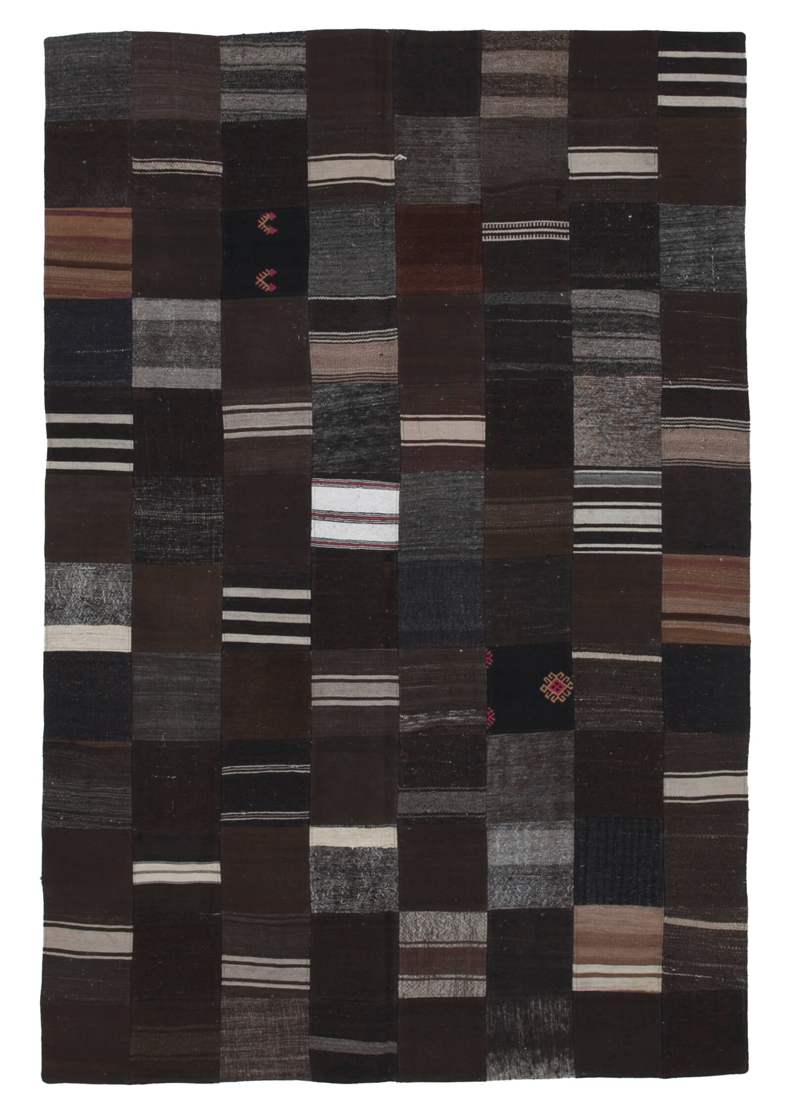 7x10 Black Kilim Patchwork Rug - 30265