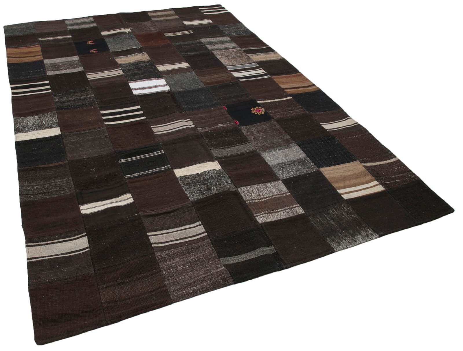7x10 Black Kilim Patchwork Rug - 30265