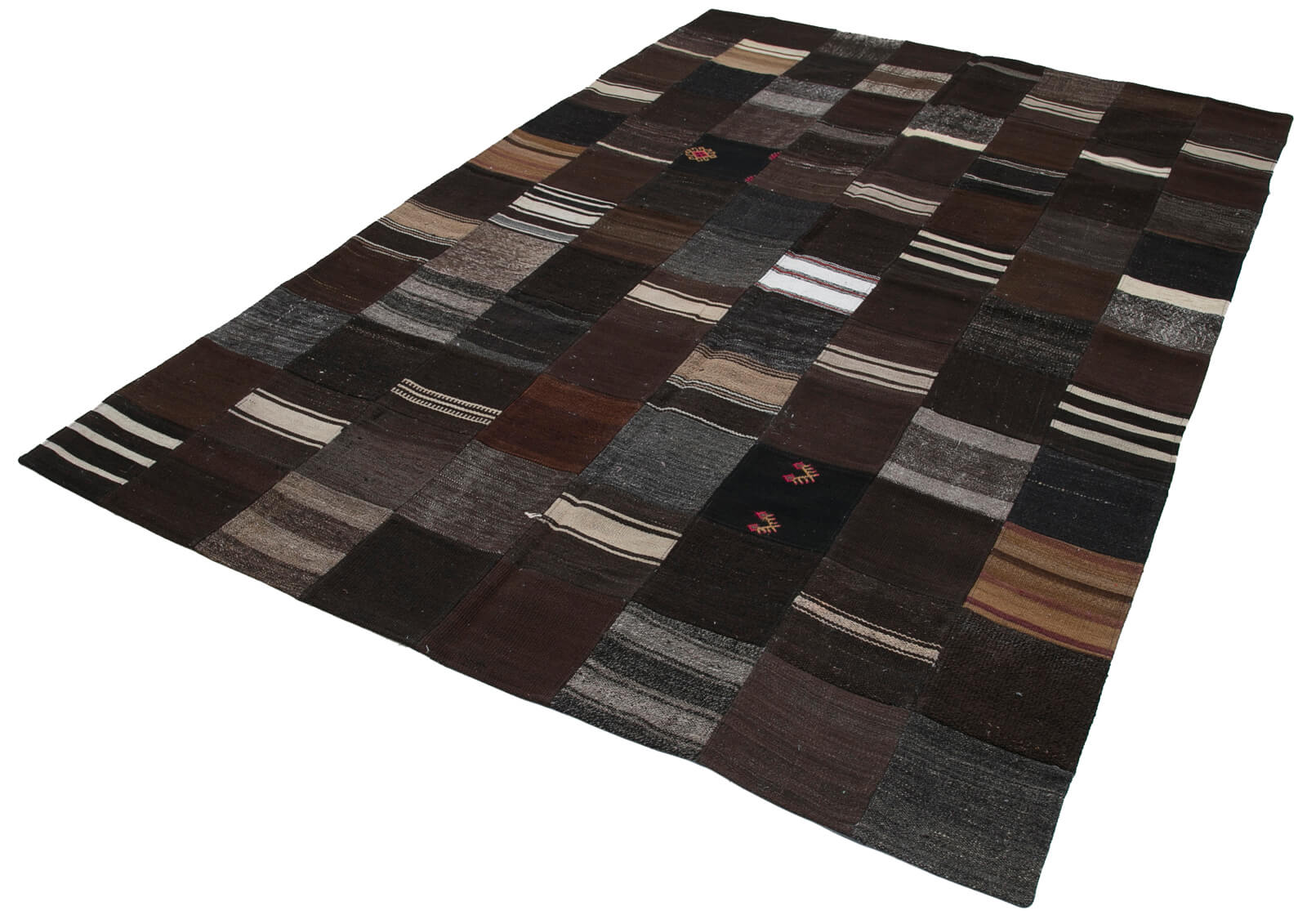 7x10 Black Kilim Patchwork Rug - 30265