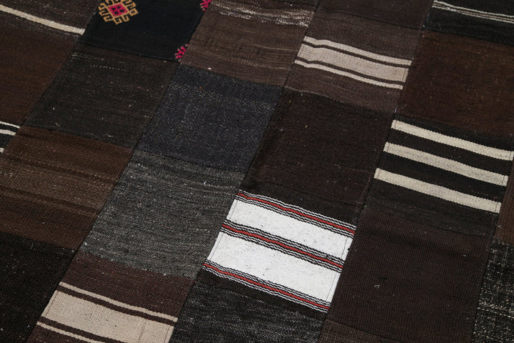 7x10 Black Kilim Patchwork Rug - 30265