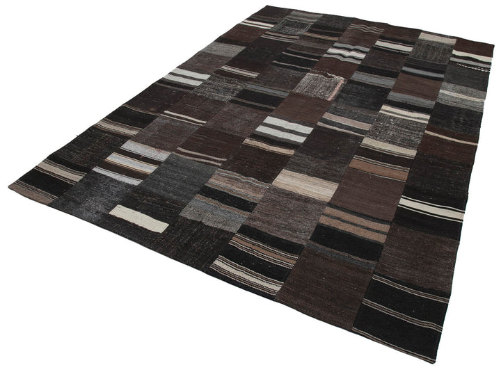 7x10 Brown Kilim Patchwork Rug - 30281
