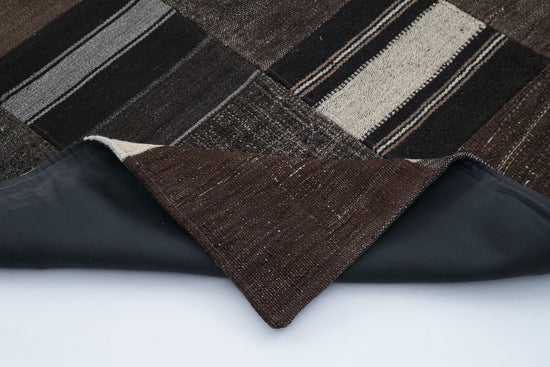 7x10 Brown Kilim Patchwork Rug - 30281