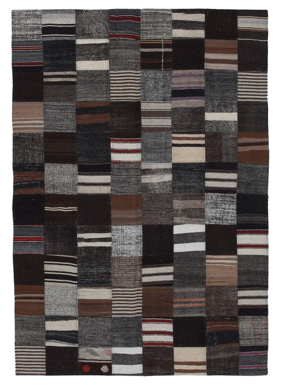 6x8 Brown Kilim Patchwork Rug - 30306