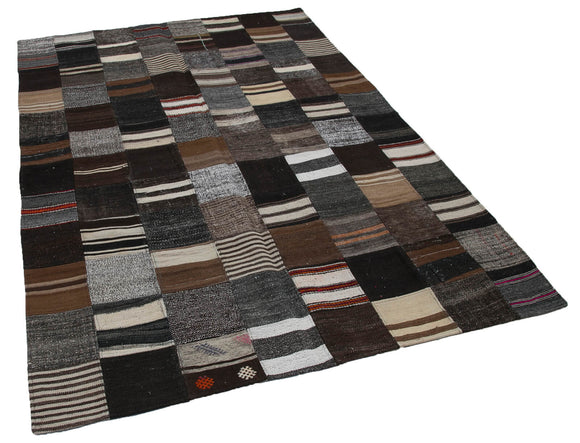 6x8 Brown Kilim Patchwork Rug - 30306