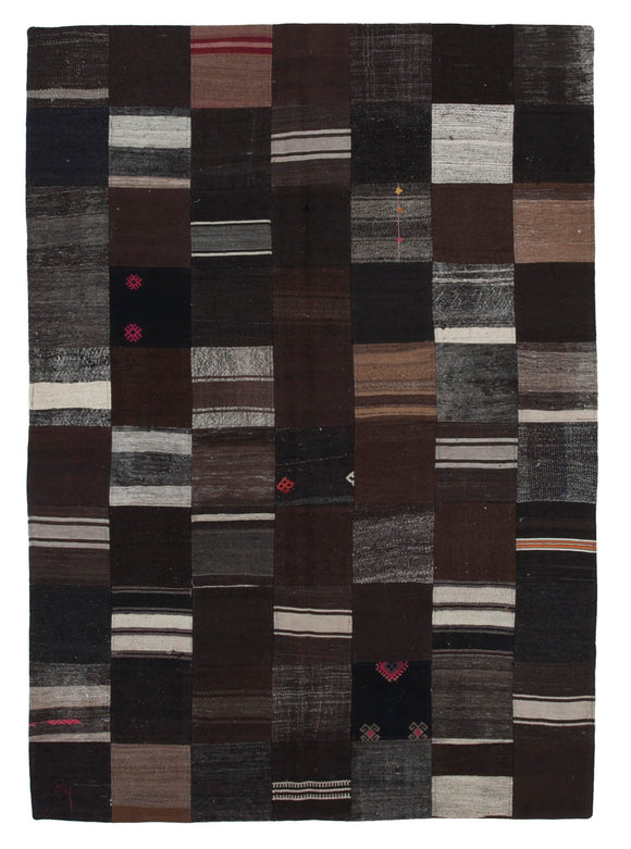 6x8 Brown Kilim Patchwork Rug - 30307