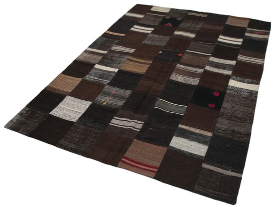 6x8 Brown Kilim Patchwork Rug - 30307