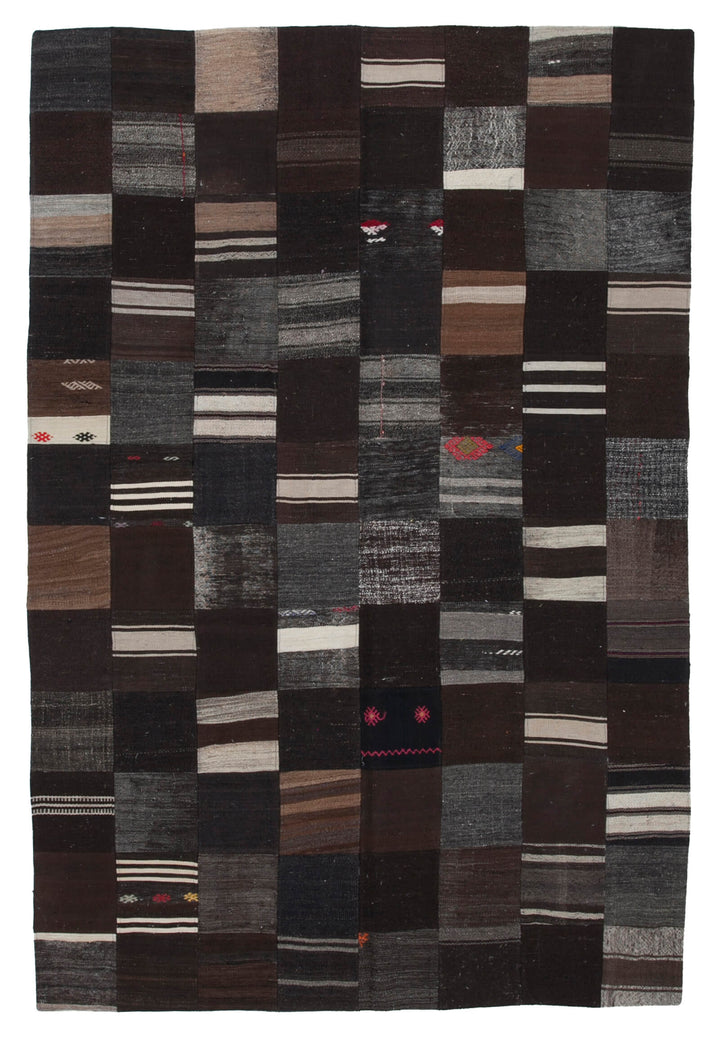 7x10 Brown Kilim Patchwork Rug - 30321