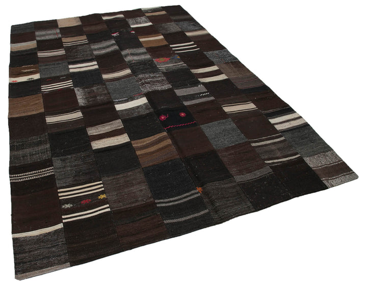 7x10 Brown Kilim Patchwork Rug - 30321