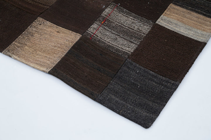 7x10 Brown Kilim Patchwork Rug - 30321