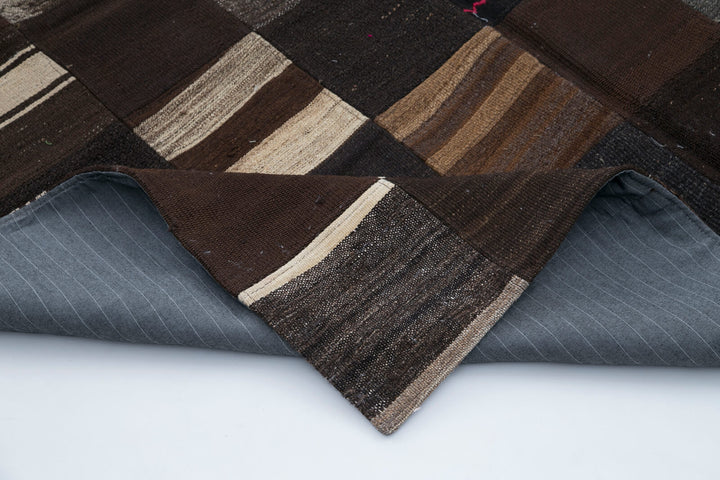 7x10 Brown Kilim Patchwork Rug - 30321