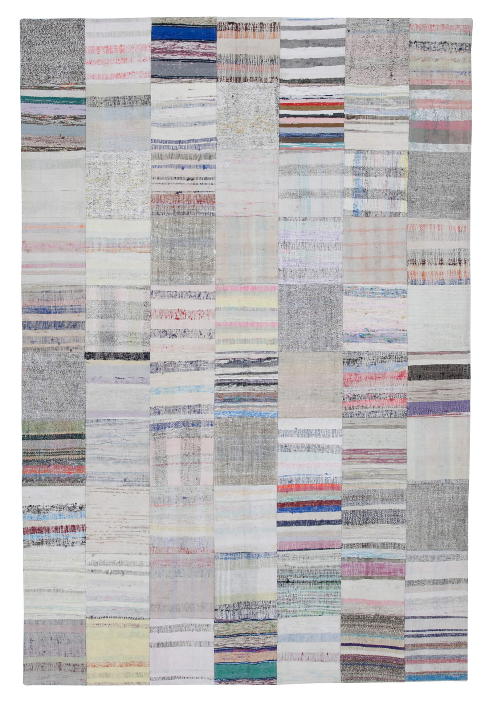 7x10 White Kilim Patchwork Rug - 30329