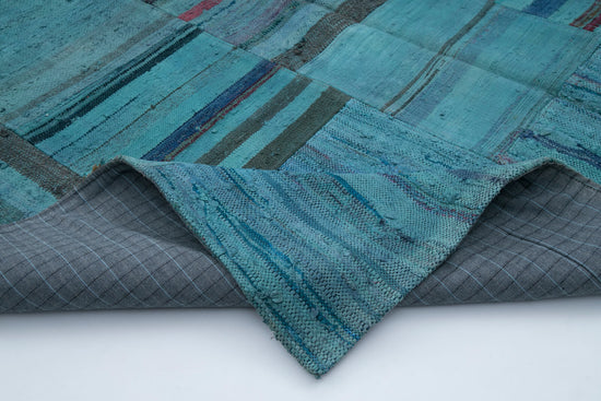 7x10 Turquoise Kilim Patchwork Rug - 30339