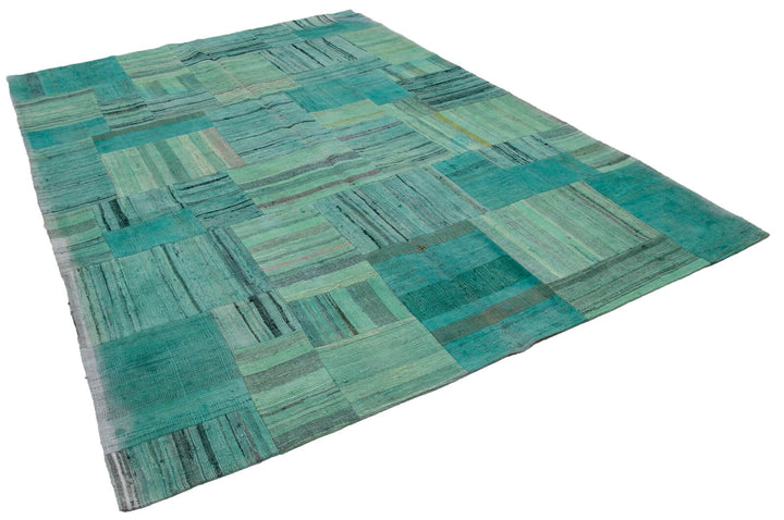7x10 Turquoise Kilim Patchwork Rug - 30342
