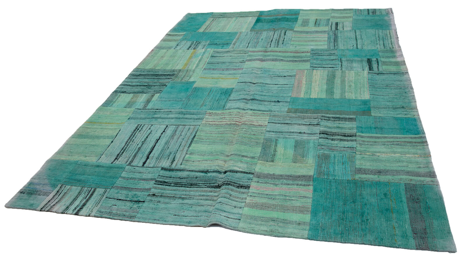 7x10 Turquoise Kilim Patchwork Rug - 30342