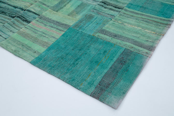 7x10 Turquoise Kilim Patchwork Rug - 30342