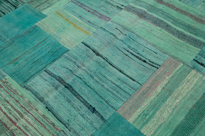 7x10 Turquoise Kilim Patchwork Rug - 30342