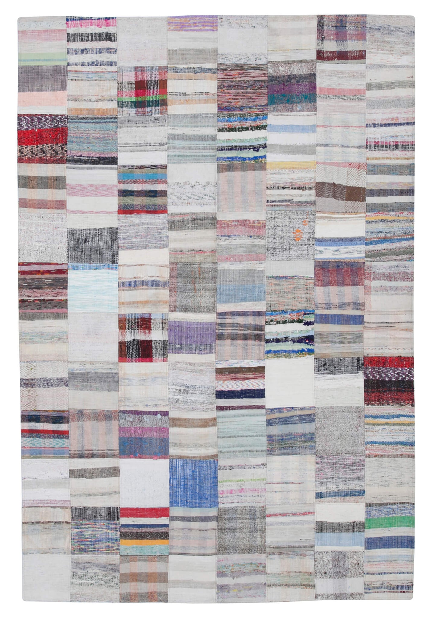 7x10 White Kilim Patchwork Rug - 30370