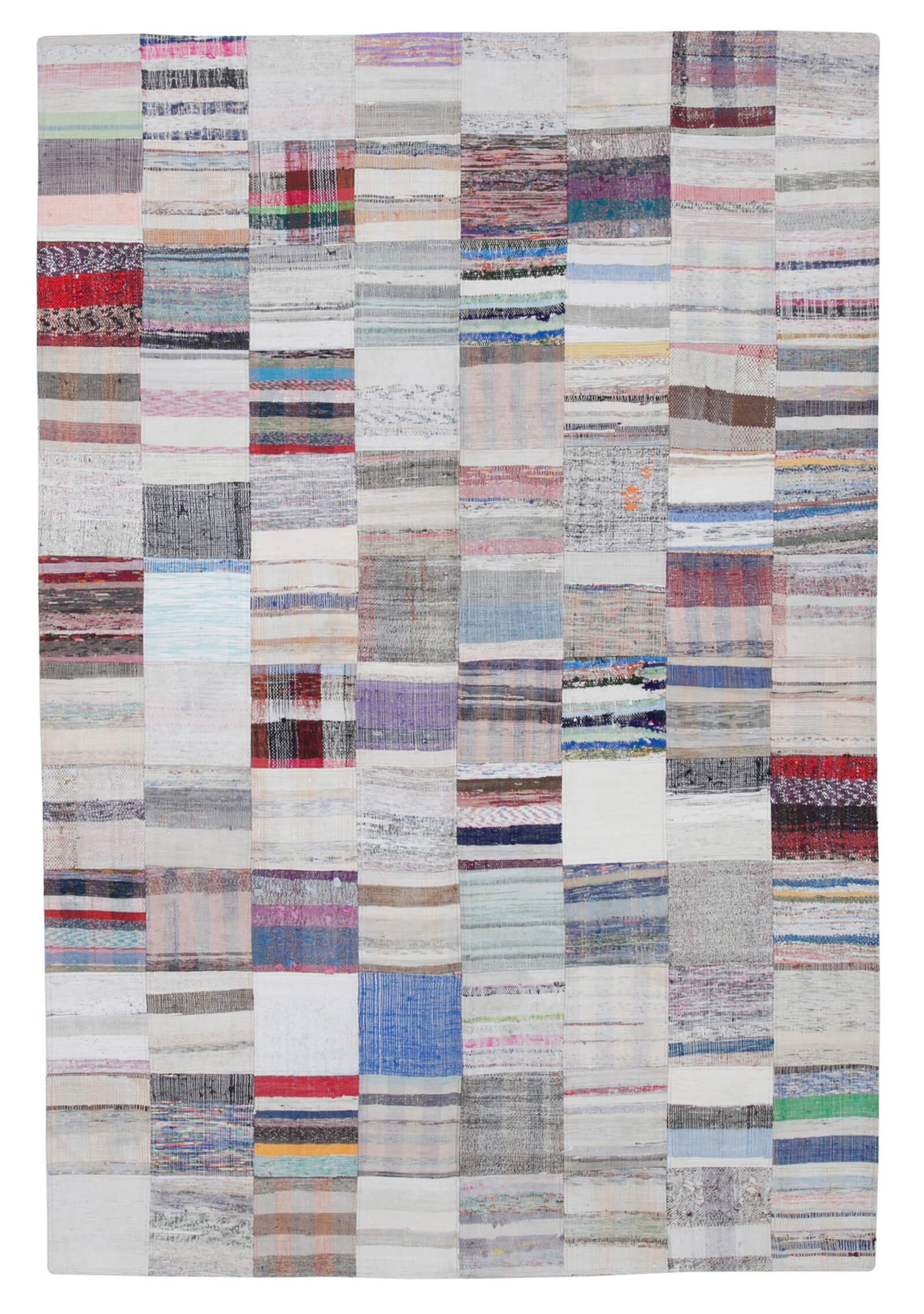 7x10 White Kilim Patchwork Rug - 30370
