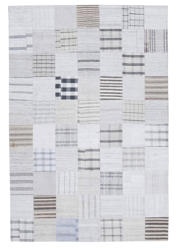 7x10 Beige Kilim Patchwork Rug - 30371