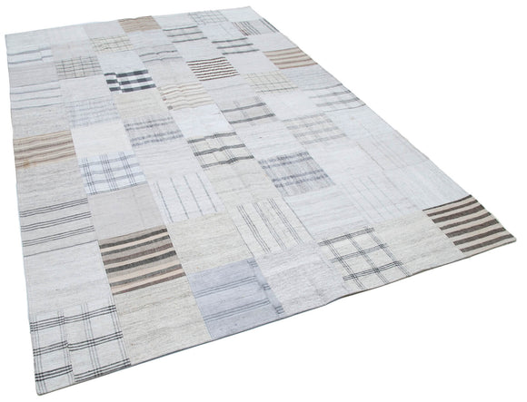 7x10 Beige Kilim Patchwork Rug - 30371