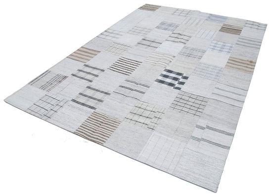 7x10 Beige Kilim Patchwork Rug - 30371