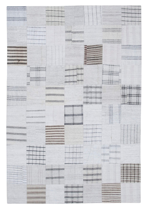 7x10 Beige Kilim Patchwork Rug - 30372