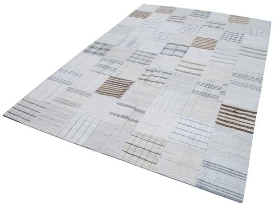 7x10 Beige Kilim Patchwork Rug - 30372