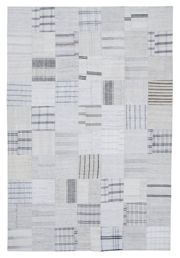 7x10 Beige Kilim Patchwork Rug - 30374